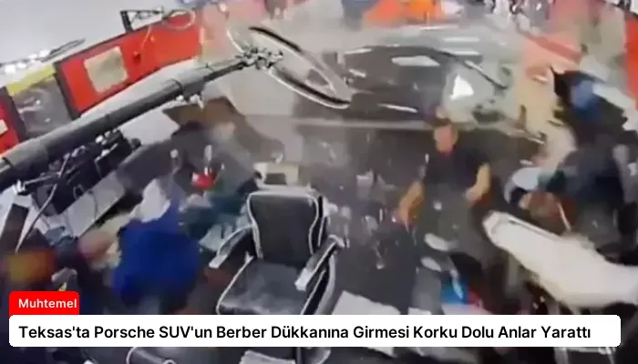 Teksas’ta Porsche SUV’un Berber Dükkanına Girmesi Korku Dolu Anlar Yarattı