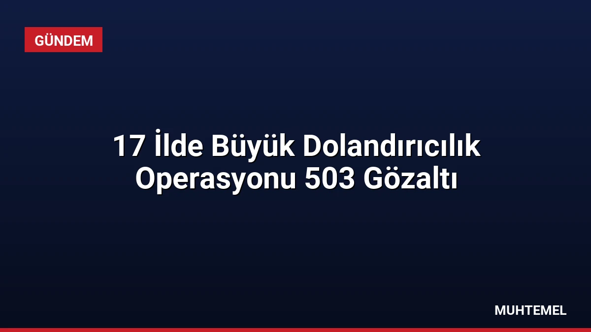 17 İlde Büyük Dolandırıcılık Operasyonu 503 Gözaltı