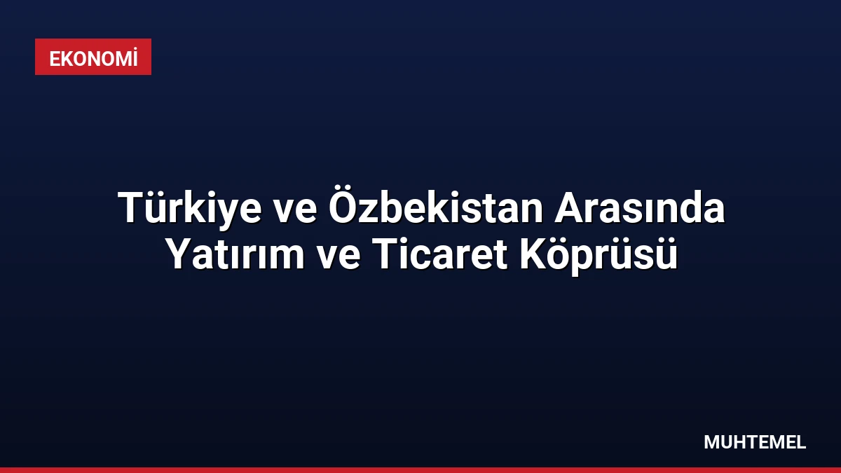 Türkiye ve Özbekistan Arasında Yatırım ve Ticaret Köprüsü