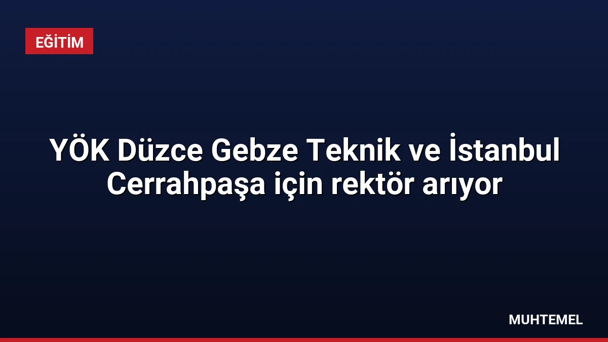 YÖK Düzce Gebze Teknik ve İstanbul Cerrahpaşa için rektör arıyor