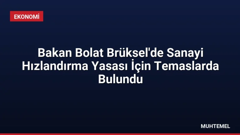 Bakan Bolat Brüksel’de Sanayi Hızlandırma Yasası İçin Temaslarda Bulundu
