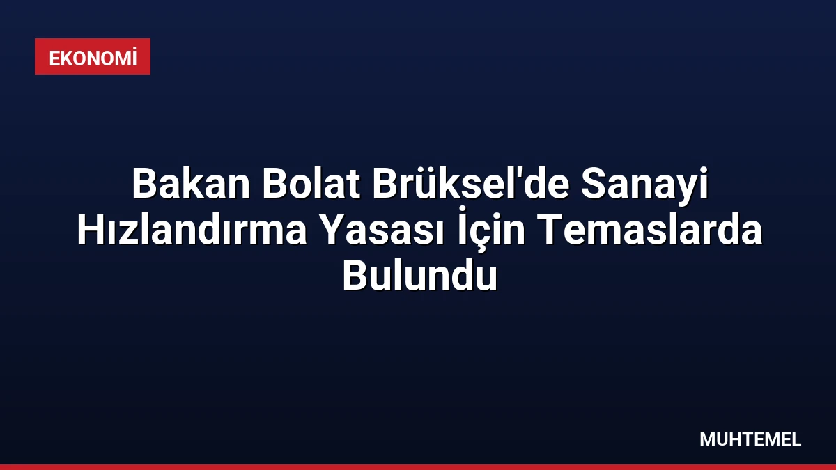 Bakan Bolat Brüksel’de Sanayi Hızlandırma Yasası İçin Temaslarda Bulundu