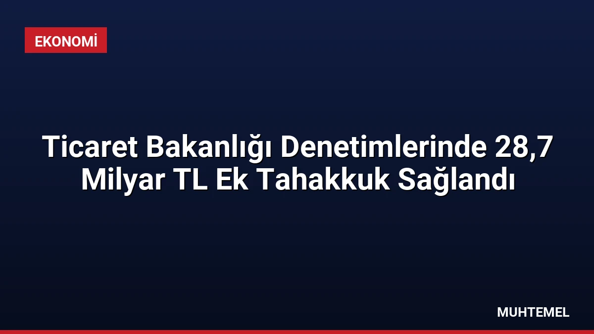 Ticaret Bakanlığı Denetimlerinde 28,7 Milyar TL Ek Tahakkuk Sağlandı