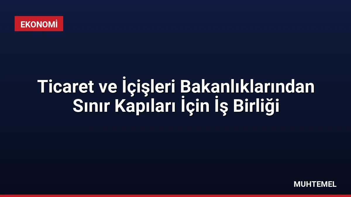 Ticaret ve İçişleri Bakanlıklarından Sınır Kapıları İçin İş Birliği