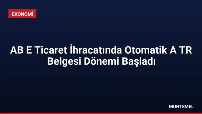 AB E Ticaret İhracatında Otomatik A TR Belgesi Dönemi Başladı