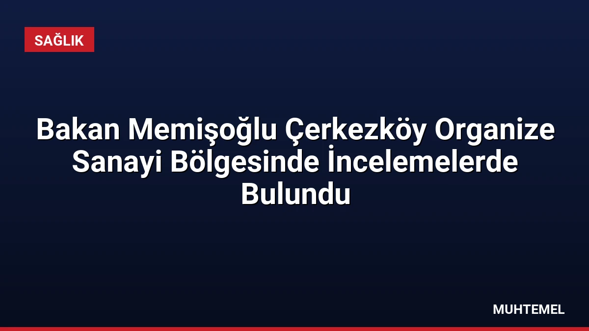 Bakan Memişoğlu Çerkezköy Organize Sanayi Bölgesinde İncelemelerde Bulundu