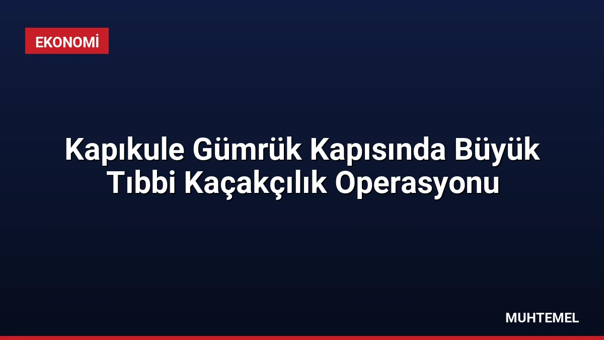 Kapıkule Gümrük Kapısında Büyük Tıbbi Kaçakçılık Operasyonu