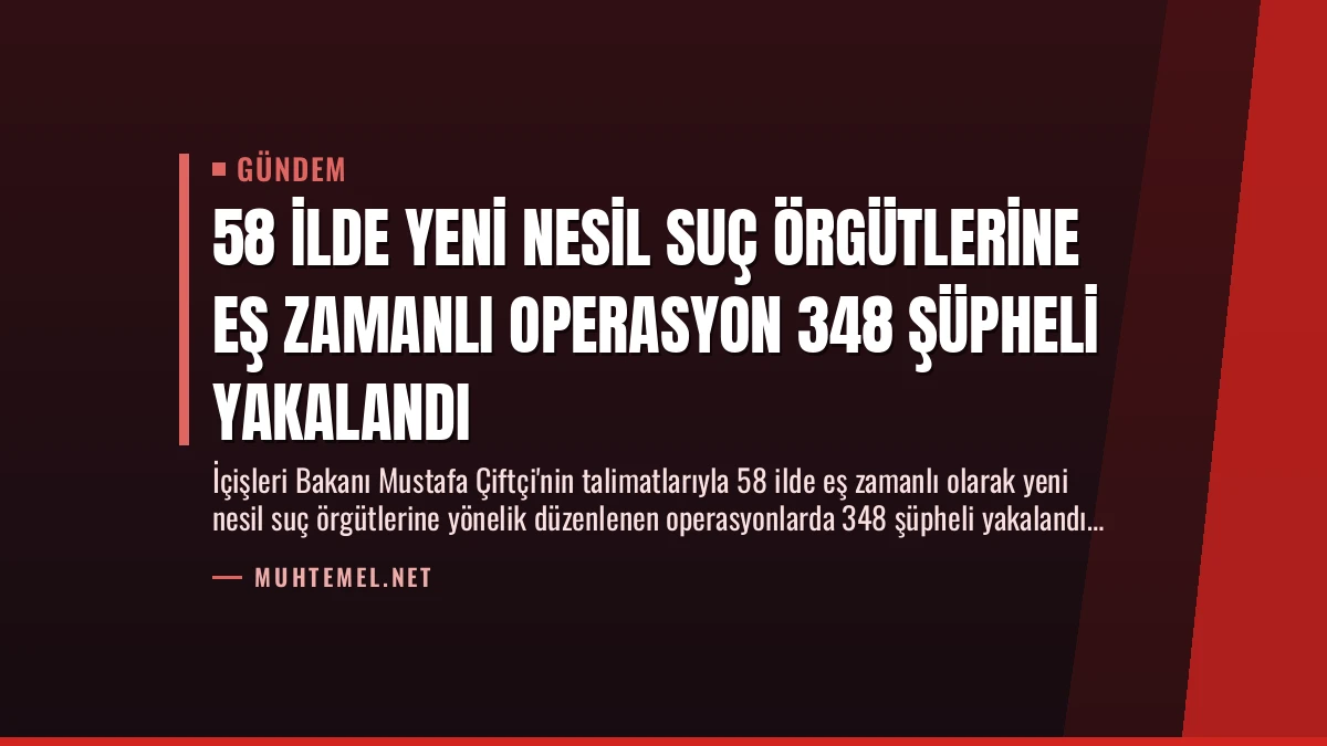 58 İlde Yeni Nesil Suç Örgütlerine Eş Zamanlı Operasyon 348 Şüpheli Yakalandı