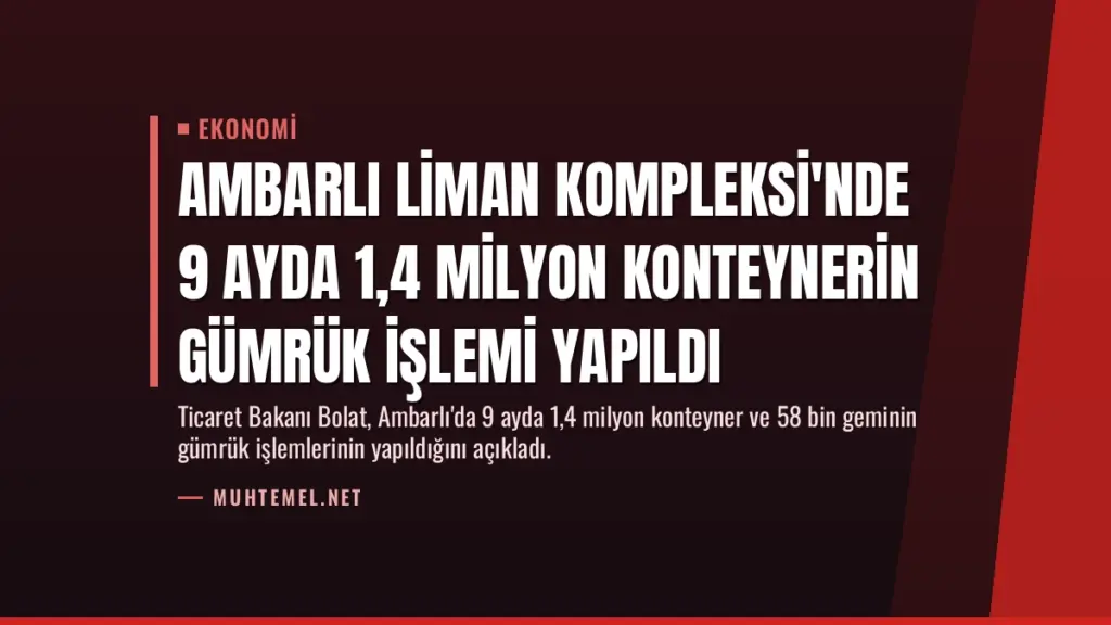 Ambarlı Liman Kompleksi'nde 9 Ayda 1,4 Milyon Konteynerin Gümrük İşlemi Yapıldı