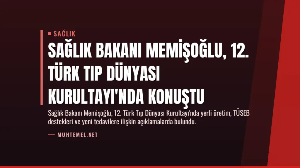 Sağlık Bakanı Memişoğlu, 12. Türk Tıp Dünyası Kurultayı'nda Konuştu