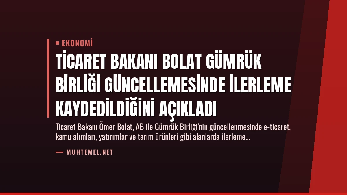 Ticaret Bakanı Bolat Gümrük Birliği Güncellemesinde İlerleme Kaydedildiğini Açıkladı