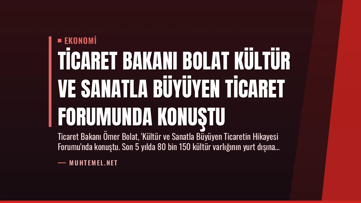 Ticaret Bakanı Bolat Kültür ve Sanatla Büyüyen Ticaret Forumunda Konuştu
