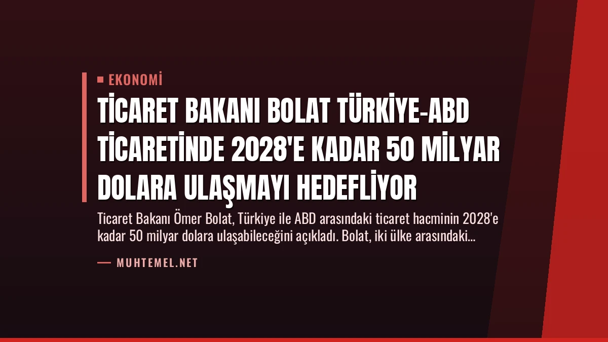 Ticaret Bakanı Bolat Türkiye-ABD Ticaretinde 2028’e Kadar 50 Milyar Dolara Ulaşmayı Hedefliyor