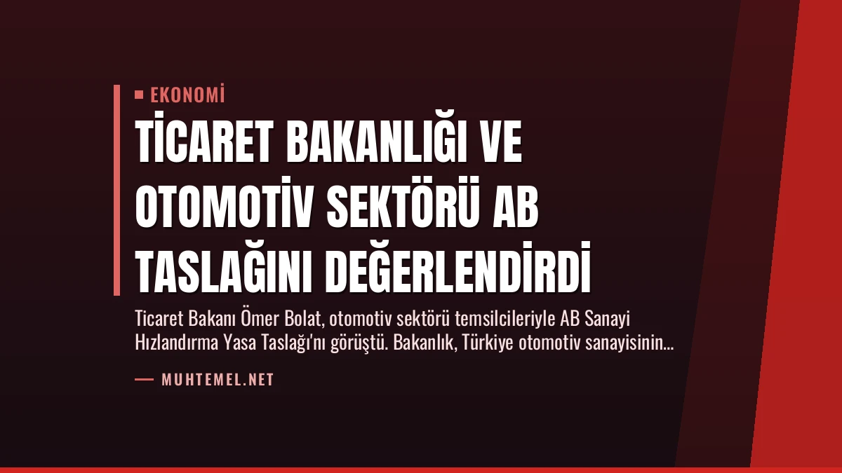 Ticaret Bakanlığı ve Otomotiv Sektörü AB Taslağını Değerlendirdi