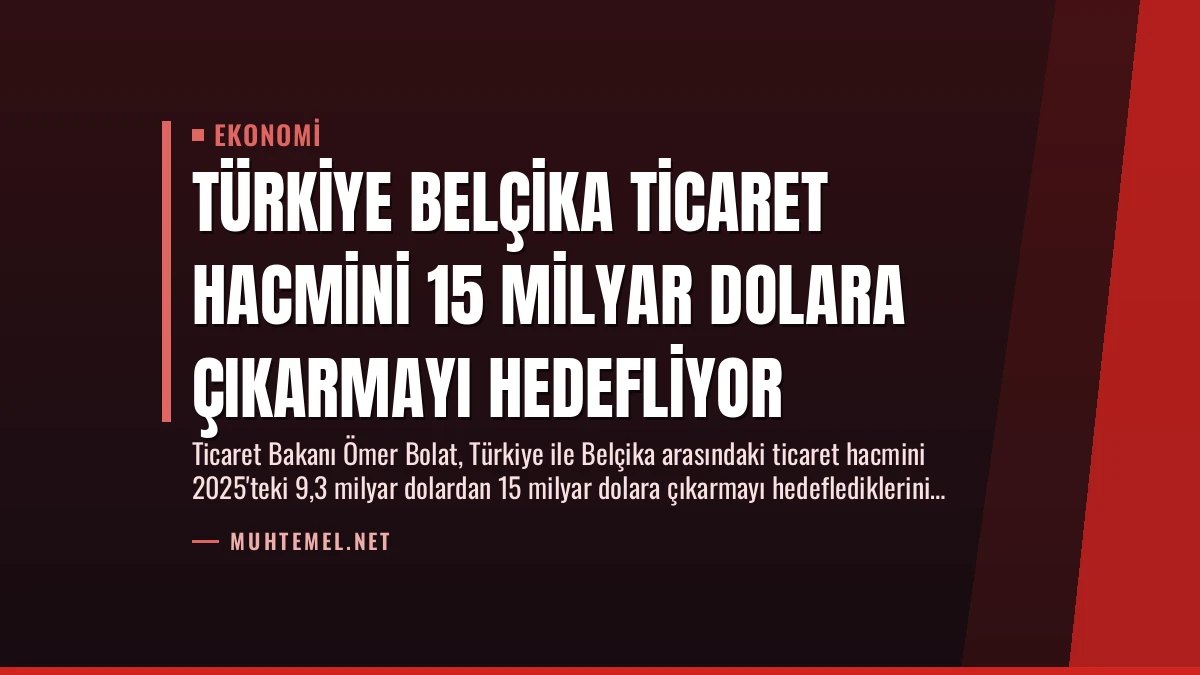 Türkiye Belçika Ticaret Hacmini 15 Milyar Dolara Çıkarmayı Hedefliyor
