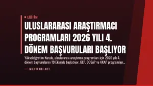 Uluslararası Araştırmacı Programları 2026 Yılı 4. Dönem Başvuruları Başlıyor